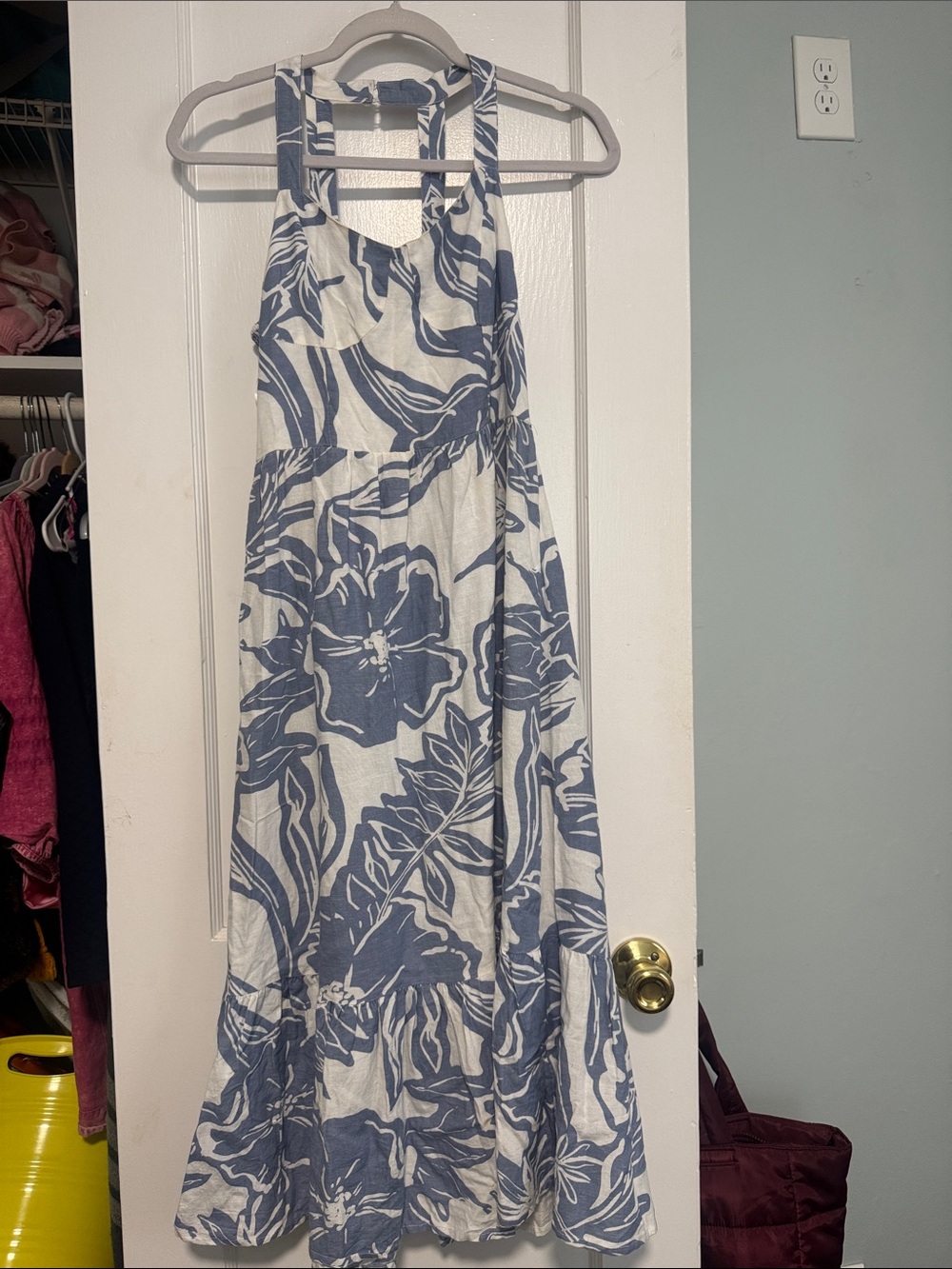 Jessica Simpson White and Blue Floral Maxi Skirt